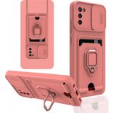 Aqua Aksesuar Samsung Galaxy A02S Kılıf Kamera Korumalı Kartvizitli Zuma Silikon - Pembe