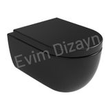 Aqua Bagno Alpha Asma Klozet + Yavaş Kapanan Kapak -Mat Siyah