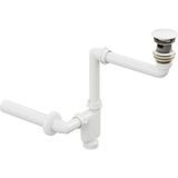 Aqua Bagno Aqua Bagno Comfort Yer Kazandıran Lavabo Sifonu + Pop-Up Sifon, Beyaz Seramik Başlıklı ,taşma Delikli, (1 -1/4)