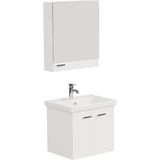 Aqua Bagno Basic Alt Dolap + Üst Dolap -lavabo Dahil-beyaz ,60 Cm. 3 Parça