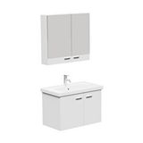 AQUA BAGNO Basic Alt dolap + Üst dolap -Lavabo dahil-Beyaz ,80 cm. 3 parça