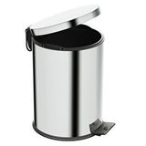 Aqua Bagno Basic Çöp Kovası - Pedallı 12 L, Parlak Krom Paslanmaz Gümüş
