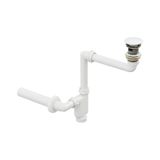 Aqua Bagno Comfort Yer Kazandıran Lavabo Sifonu + Pop-up Sifon, Beyaz Seramik Başlıklı ,taşma Delikli, 1 -1/4 Beyaz