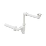 Aqua Bagno Comfort Yer Kazandıran Lavabo Sifonu Ve Süzgeç - 2 Parça , Kolay Temizlenir, Ayarlanabilir Koku Önleyici Gide beyaz