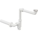 Aqua Bagno Comfort Yer Kazandıran Lavabo Sifonu ve Süzgeç - 2 Parça , Kolay Temizlenir, Ayarlanabilir Koku Önleyici Gider Borulu - 32 Mm-Süzgeç Dahil - Beyaz - 1 Adet