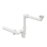 Aqua Bagno Comfort Yer Kazandıran Lavabo Sifonu ve Süzgeç - 2 Parça, Kolay Temizlenir, Ayarlanabilir Koku Önleyici Gider Borulu - 32 mm-Süzgeç Dahil