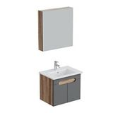 Aqua Bagno Luvi Alt Dolap + Üst Dolap -lavabo Dahil-65 Cm.-3 Parça Antrasit