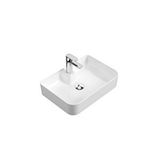 Aqua Bagno Mestola Tezgah Üstü Kare Çanak Lavabo Batarya Delikli 50 X 35 Cm Beyaz