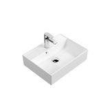 Aqua Bagno Plan Tezgah Üstü Kare Çanak Lavabo, 50x38 cm. Beyaz