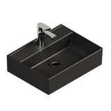Aqua Bagno Plan Tezgah Üstü Kare Çanak Lavabo , 50X38 Cm. Mat Siyah