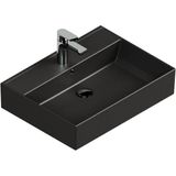 Aqua Bagno Plan Tezgah Üstü Kare Lavabo, 55X45 cm Mat Siyah | 10.16.30.03.04