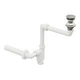 Aqua Bagno Smart Pop-up sifon, Taşma Deliksiz Krom +Comfort Yer Kazandıran Lavabo Sifonu -2 Parça Set