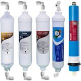 Aqua Bella 12 Inç Inline Su Arıtma Cihazı Filtresi 5'li Filtre Seti 80 GPD Yüksek Performans