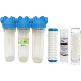 Aqua Bella Atlas 10 Inç Dp Üçlü Trıo Housıng 3/4" Dolu Filtre Kabı Yıkanabilir 5 Mikron Silifoz