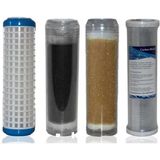 Aqua Bella Daire Bina Sayaç Girişi 10" Inc 4 Aşama ( Yıkanabilir , Gac , Reçine , Blok ) Yedek Filtre Seti