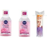 Aqua Rose Gül Suyu Içeren Çift Fazlı Makyaj Temizleme Suyu 400 Ml X2 Lux Pamuk Hediyeli