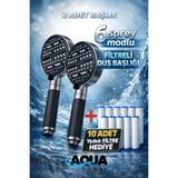 Aqua Sara 2 Adet 6 Fonksiyonlu Filtreli Duş Başlığı Antrasit Gri Renk (10 Adet Yedek Filtre) | Silikon Saplı, Su Arıtmalı, Klor ve Kireç Önleyici, Yüksek Basınçlı
