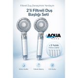 Aqua Sara 2 Adet Filtreli Duş Başlığı (5 ADET Filtre) Su Arıtmalı, Klor ve Kireç Önleyici, Yüksek Basınçlı