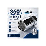 Aqua Sara 360 Derece Dönebilen Musluk Ucu İÇ DİŞLİ Perlatör Mutfak Batarya Aparatı Banyo Musluk Başlığı Paslanmaz Çelik