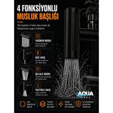Aqua Sara Tasarruflu 4 Modlu Şelale Ayarlanabilir Musluk Başlığı Mutfak Eviye Bataryası Lavabo Bataryası - Siyah