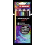 Aquacolor Arty - Kuru Boya Kalemi - 12'li Paket - Çeşitli Renkler