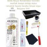 Aquacool kendiliğinden vernikli çelik ahşap kapı beyaz eşya mutfak dolabı fayans petek metal boya 500 ml set - Renk: Çok Renkli, Olcu: 1