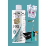 Aquacool Trend Akrilik Hobi Boyama Seti 1000 Ml, 2 Adet Katalizör, Kadife Rulo 10 Cm, Boyacı Tavası, İpek Fırça 6034 Pastel Turkuaz