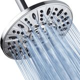AquaDance Krom Yüksek Basınçlı 6 Ayarlı, 17,78 cm Yağmur Duş Başlığı - ABD Kalite Standartlarını Karşılamak İçin Test Edilmiştir, Açı Ayarlanabilir, Aletsiz Montaj Finish ile