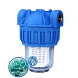Aquafer 5 İnç Tombul (1/2 İnç Girişli) Siliphoslu Yıkanabilir Su Arıtma Filtresi Kirece Karşı Etkili