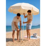 Aquafit 10 Metal Telli Tente - Plaj Balkon Bahçe Şemsiyesi - Eğilebilir - 200CM - Kazık Dahil - Krem