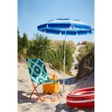 Aquafit Dayanıklı - 10 Telli - Eğilebilir - 2 Metre Plaj Sahil Şezlong Şemsiyesi - Bidonsuz - Mavi