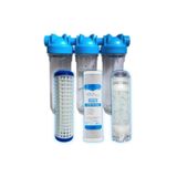 Aquaflo 10" 3'lü Daire Bina Girişi Su Arıtma Sistemi (Silifoz, Yıkanabilir ve Cto Filtre Dahil) (3/4" Giriş)