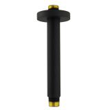 Aquaiaw Duş Kolu ve O-Halka Flanşı, 15,24 cm, Katı Pirinç, Yuvarlak, Her İki Lehimli 1/2 NPT Konik Dişler, Düz Duş Kolu Uzatması, Yağmur Duşu için Tavan Duş Başlığı Kolu (Mat Siyah)
