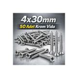 Aquamarine KROM VİDA 4X30mm 50 ADET PASLANMAZ INOX VİDA