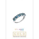 Aquamarine Taşlı Clarit Serisi 8 Ayar Beyaz Altın Beştaş Yüzük
