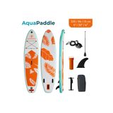 AquaPaddle Şişme SUP Board 335x84x15 cm Tam Set Stand Up Paddle Board Kürek Pompa Çanta Dahil Turuncu Yaprak