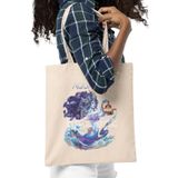 Aquarius İlüstrasyon Baskılı Kova Burcu Astroloji Baskılı Hediye Organik Ham Bez Çanta, QBAC5347