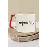 Aquarius Personality Traits Temalı Kova Burcu Kişiliği Doğum Günü Hediye Kırmızı Kulplu Kupa Bardak