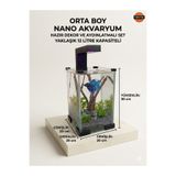 AQUAROOTTECH Nano akvaryum 20 x 20 x 30 Armatür ve doğal dekor lu