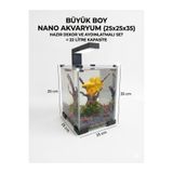 AQUAROOTTECH Nano akvaryum 25 x 25 x 35 Armatür ve doğal dekor lu