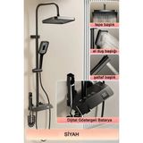 Aquashower LED Göstergeli Siyah Piyano Banyo Batarya Robot Tepe Yağmurlama Duş Seti Garantili