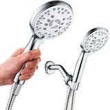 AquaSpa Yüksek basınçlı 6 kademeli lüks el duş başlığı – Ekstra uzun 6 ayak paslanmaz çelik hortum – Ekstra büyük yüz – tıkanma önleyici jetler – pirinç bağlantı somunları – tamamen krom kaplama – en iyi ABD markası