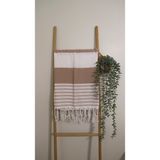 AQUATOLIA Harput Peştemal - %100 Pamuk- 100X180- Peştemal- Plaj Havlusu- Çizgili Desen - Bej - 100 x 180 cm