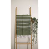 AQUATOLIA Kadyanda Peştemal - %100 Pamuk- 100X180- Peştemal- Plaj Havlusu- Çizgi Desen - Haki - 100 × 180 cm