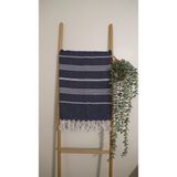 AQUATOLIA Kadyanda Peştemal - %100 Pamuk- 100X180- Peştemal- Plaj Havlusu- Çizgi Desen - Koyu Gri - 100 × 180 cm