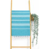 AQUATOLIA Kadyanda Peştemal - %100 Pamuk- 100X180- Peştemal- Plaj Havlusu- Çizgi Desen - Turkuaz - 100 × 180 cm