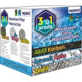 Aquawe Akvaryum Filtre Seti (3 In 1) 300 gr Aktif KARBON+350 gr Bio RİNG+500 gr Zeolite