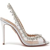 Aquazzura Kristal Taşlı Şeffaf Stiletto Topuklu Sandalet - Silver