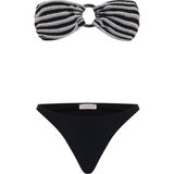 Aquella Aksesuarlı Triko Straplez Bikini Takım - 40 - Siyah