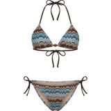 Aquella Kendinden Desenli Çok Renkli Triko Üçgen Bikini Takım Kadın Beden 40 Yaz Stili